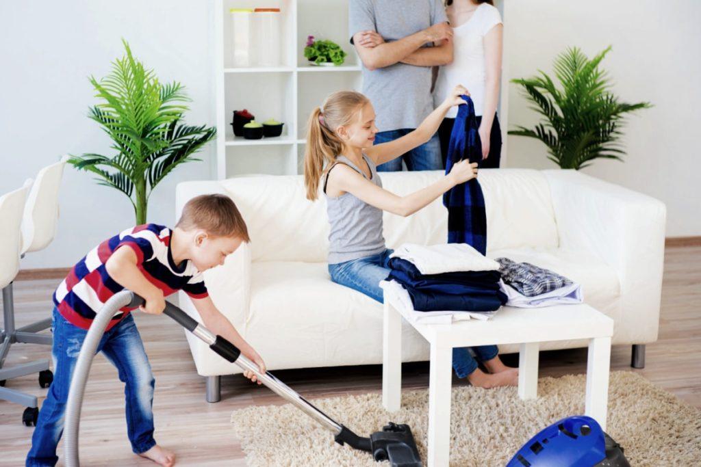 tidy house with kids